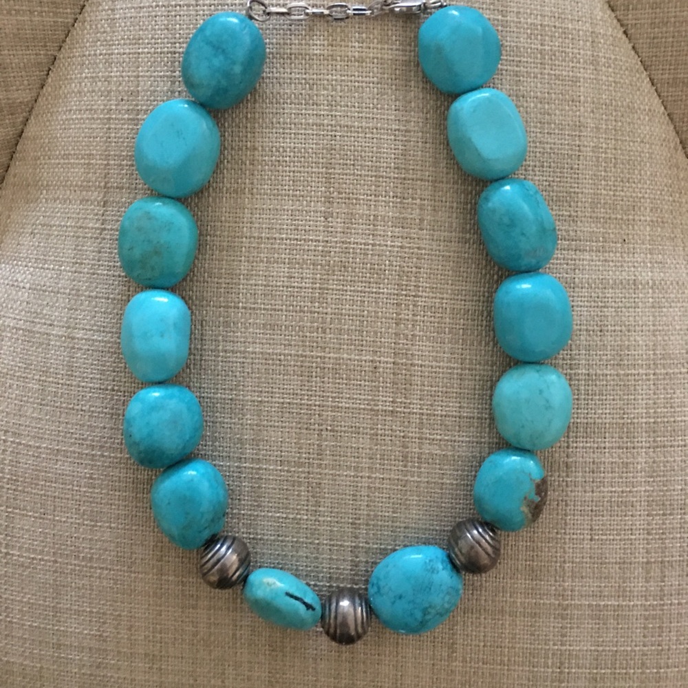 Turquoise Stone & Silver Necklace